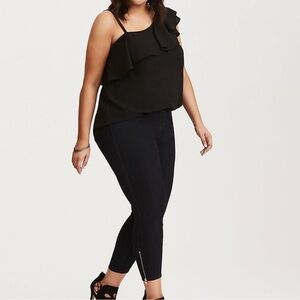 Torrid Black Whimsigoth One Shoulder Ruffle Top Dressy/Casual Night Out Sz0, Lg